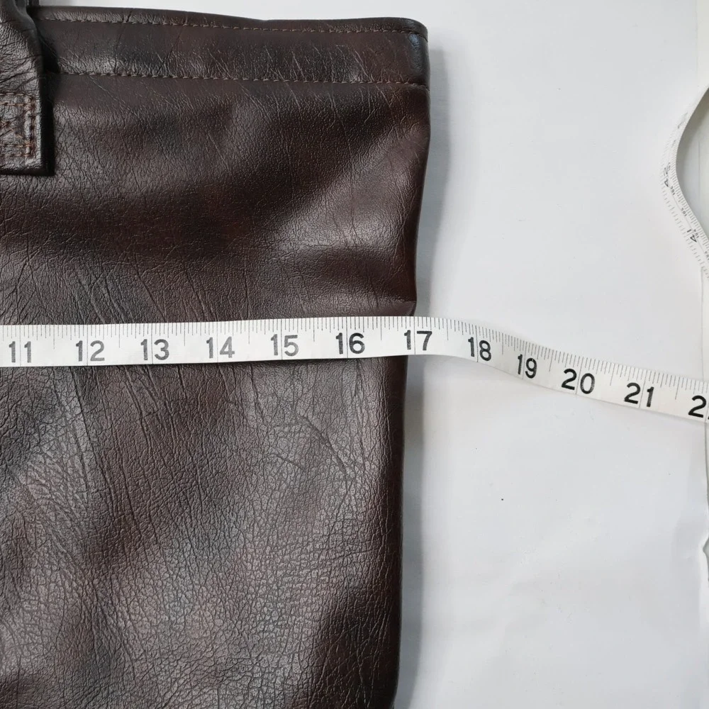 Vintage Brown Faux Leather Document Portfolio Briefcase Bag Metal‎ Hinge Handles